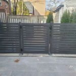 Pewter Horizontal Aluminum Fence Gate Installed in Colby